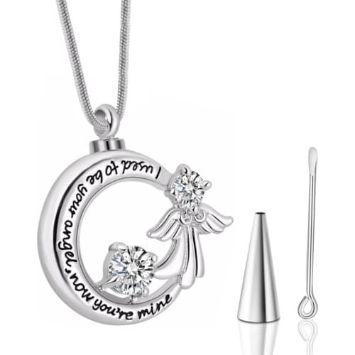 Fashion Necklace I used to be your angel now you're mine Angel cremation memorial ashes urn necklace jewelry keepsake pendant