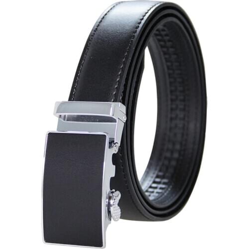 High Quality Mens Ratchet Click Belt Genuine Leather Dress Belt for Men Jeans Holeless Automatic Sliding Buckle Belts