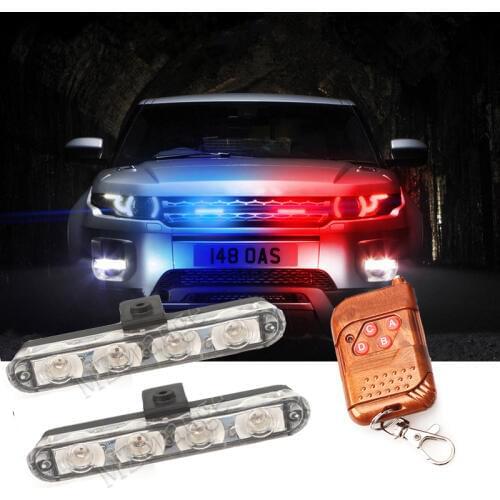 MZORANGE 12V 2X4LED Wireless Remote Ambulance Police Light Controll Flasher Car Strobe Warning Emergency External Light