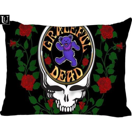 Custom Greateful dead Rectangle Pillow Cover Size45x35cm (one side) Print Custom Zipper Polyester Cotton Pillowcase more size