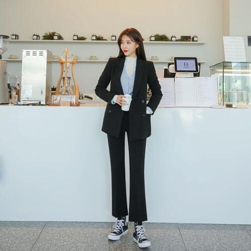 Office suits for women Spring and Autumn Fashion Pink Temperament Slim Business OL Professional Two-Piece Set