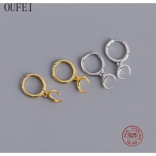 OUFEI 100%925 Sterling Silver Eearrings For Women Crescent Drop Earrings Fashion 925 Silver Jewelry EH1070