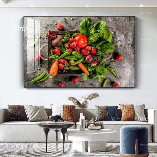 Vegetables Berries Greens Spinach Food Wall Art Pictures Home Decor Posters For Dinning Living Room Kitchen HD Canvas Paintings