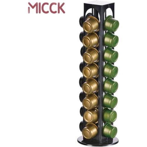 MICCK Rotatable 32pcs Coffee Capsule Holder Coffee Pod Holder Stand Nespresso Capsule Cafe Display Stand Barista Tools Shelf