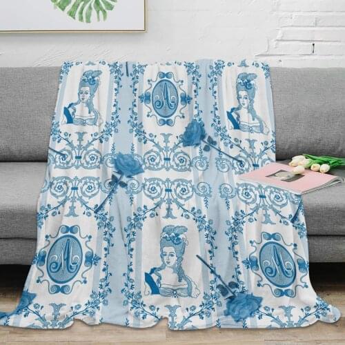 Marie-Antoinette Monogram Throw Blanket Warm Microfiber Blanket Flannel Blanket Bedroom Decor Blankets For Beds