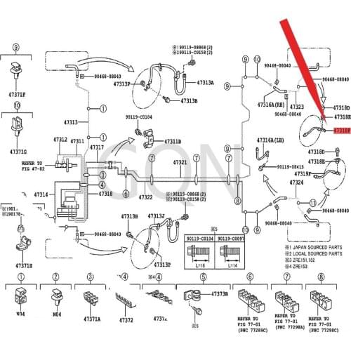 Right rear flexible hose 2007-Toy ota COR OL LA parking brake oil pipe connecting pipe oil supply pipe hub hose device