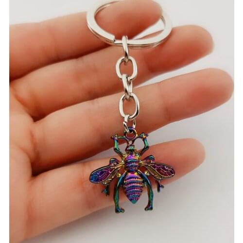 Psychedelic Bee Key chain ,Victorian Bee Keychain Vintage Style,bumble Bees, Bee Lover Gift, Unique keyring