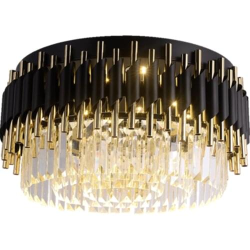 Luxury Black Chandelier For Ceiling Luxury Living Room Crystal Light Fixture Round Modern LED Lustres De Cristal