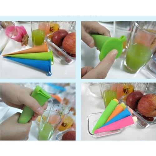 Silicone Ice Pop Mold DIY Solid Color Ice Cream Mold Popsicle Mold With Lid Silicone Handheld Popsicle Mold Ice Cream Tool
