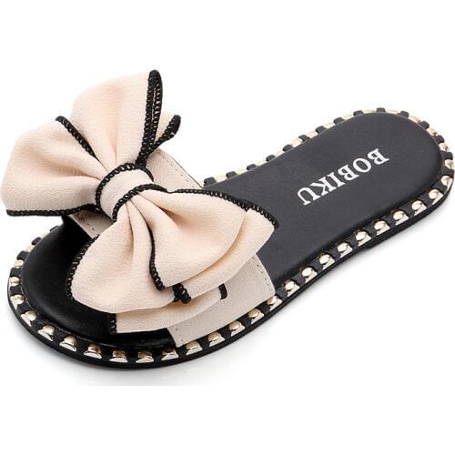 Girls Fashion Big Bow Slippers Soft Bottom Older children Parenting Slippers 2019 Summer New Princess Home Slippers Size 26-39