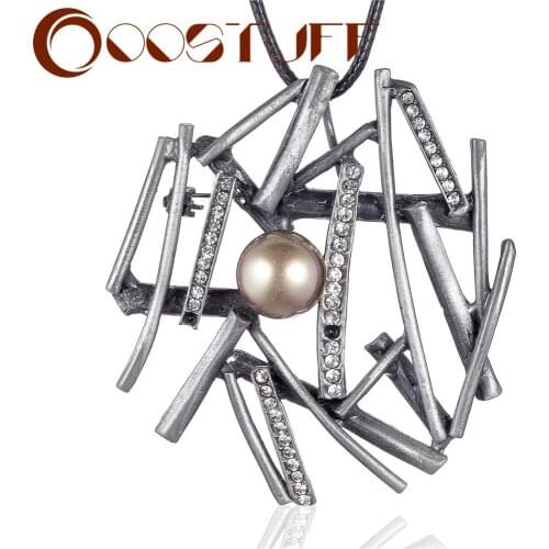 Vintage Jewelry Long Necklace for Women Geometric Bead Pendants Black Rope Chains Jewellery Suspension Wholesale Chokers 2021