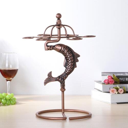 High Quality 3D Fish Wine Glass Rack Wrought Iron Red Wine Cup Holder Nordic Style Bar Kitchen Accessories Glasses Holders