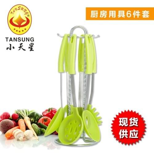 High quality kitchen utensils 6 piece bow handle non-stick pan silicone kitchenware