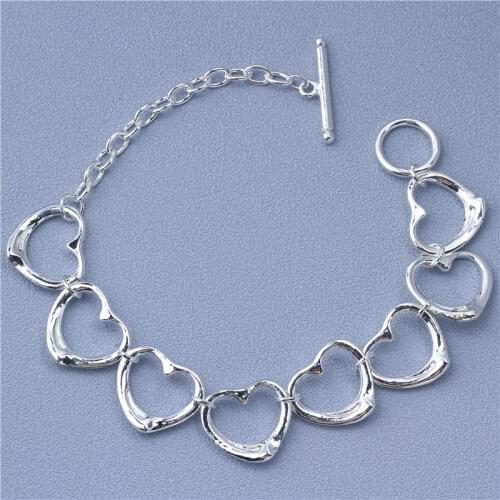 Women Fashion Color Heart Charm Bracelet Toggle Clasp Closure Adjustable Bangle Hand Link Chain 9.2