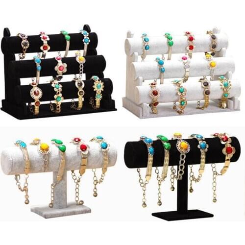 1pcs High Quality Vintage PU Leather / Velvet Bracelet Chain Watch T-Bar Rack Jewelry Organizer Hard Display Stand Holder