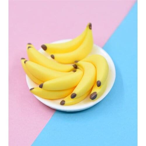 Julie Wang 10PCS Resin Yellow Banana Charms No Nail Artificial Fruit Pendants Jewelry Making Accessory Decor