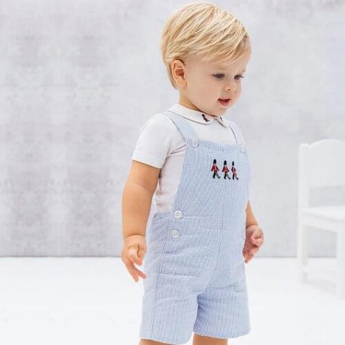 2PCS 2021 Summer Spanish Baby Boys Clothes Set Newborn Infant White Blouse Shirt+Sleeveless Jumpsuit Outfits Toddler Cotton L790