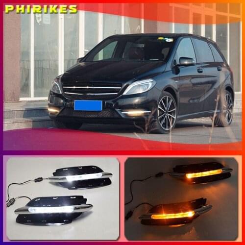 2pcs For Mercedes-Benz B-Class W245 B180 B200 11-13 White LED DRL Yellow turn signals