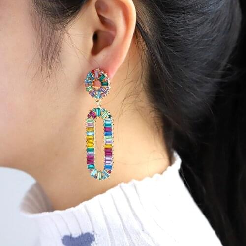2021 Oval Candy Color Full Diamond Earrings Retro Alloy Color Diamond Earrings