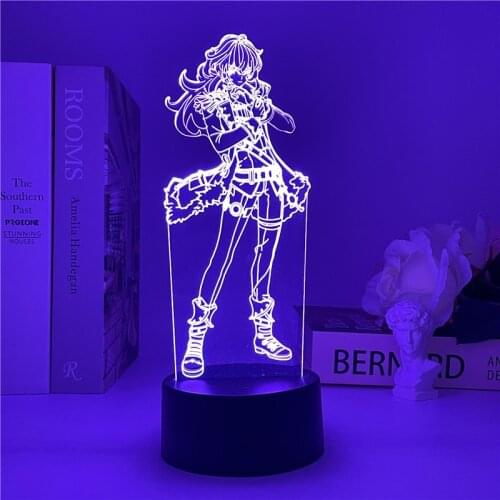 Genshin Impact Wiki Diluc 3D Lamp USB Led Night Lights Birthday Cool Gift For Friends Gaming Room Table Colorful Decoration