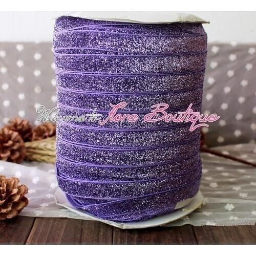 5/8" purple glitter elastic high quality glitter webbing