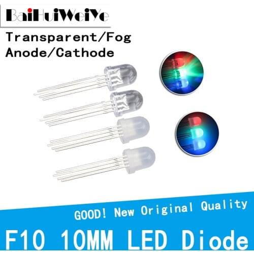 50PCS 10mm RGB LED Emitting Diode Micro Indicator Red Green Blue Multicolor Common Anode Cathode 3V DIY Super Bright DIP Bulb