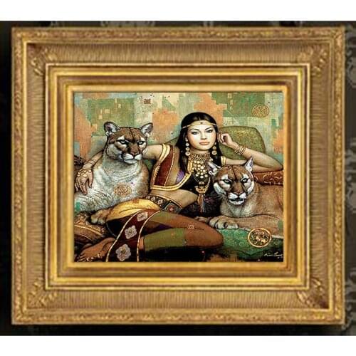 Diamond Embroidery Diy Diamond Painting Cross Stitch Kits Diamond Mosaic Woman and leopard Full Square Diamond Embroidery RS