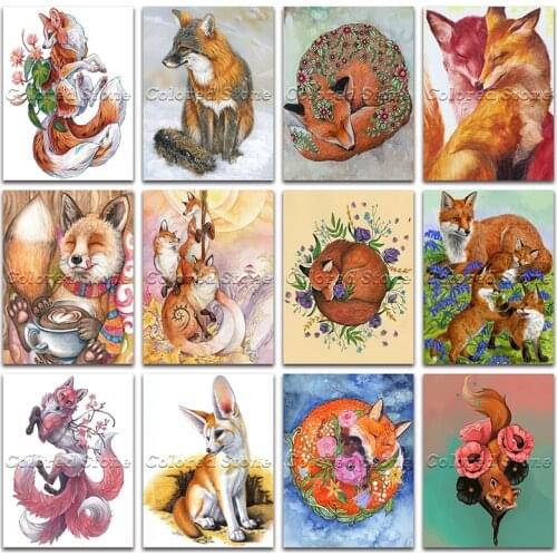 New Diamond painting Animals Fox red dogs flowers 5D DIY Full Square Drill embroidery Cross stitch 3D Round mosaic Drawing 659