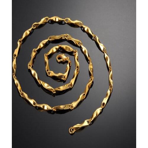 Solid Chain Yellow Gold Filled Mens Necklace Gift