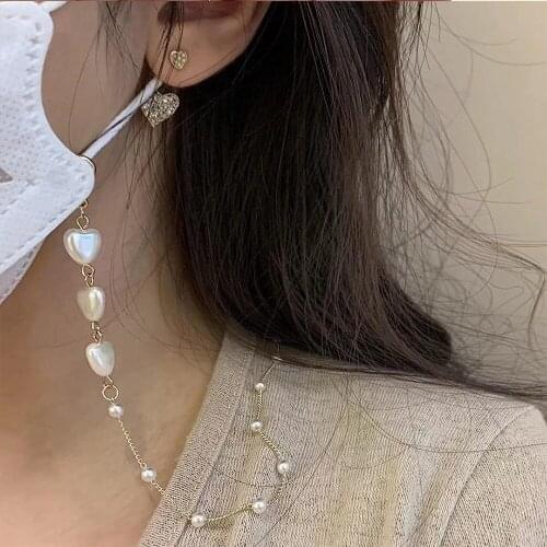 Sunglasses Masking Chains for Women Acrylic Pearl Crystal Eyeglasses Chains Heart Lanyard Glass 2021 Korean Version Fashion