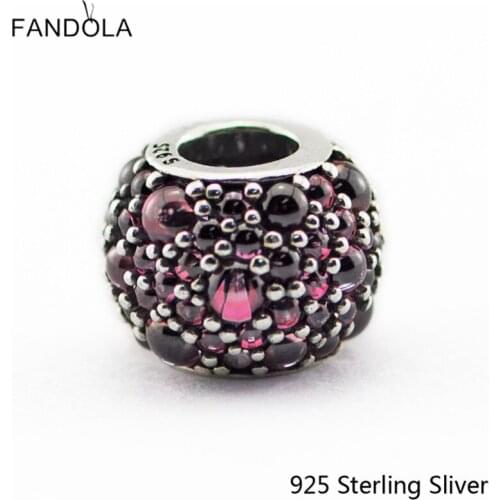 CKK 925 Sterling Silver Honeysuckle Pink Shimmering Droplet Charms Original Beads Fits Bracelets DIY Jewelry
