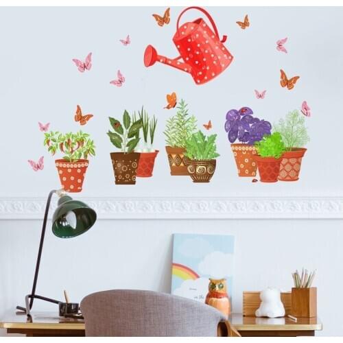 Flower Bonsai Plant Wall Sticker Home Decoration Living Room Bedroom Window Decor Kitchen PVC Removable Wall Decal