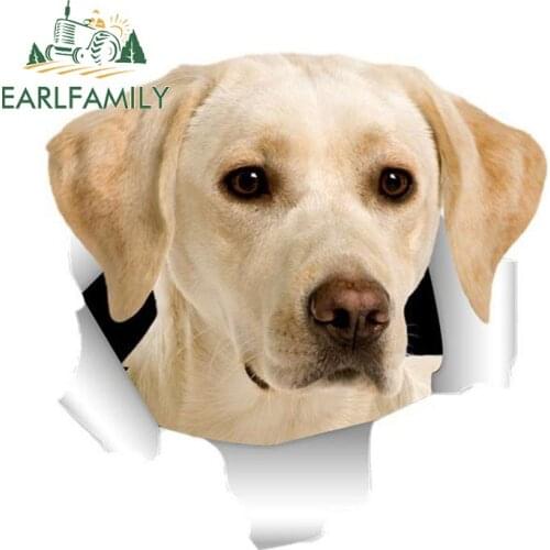 EARLFAMILY 13cm x 13cm Cute 3D Torn Metal Design Labrador Retrievers Dog Car Sticker for Window Bumper Trunk Decoration