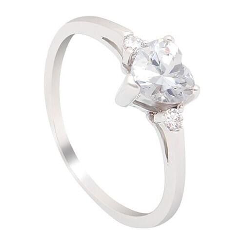 Elegant Heart silver color Ring Fashion White CZ Wedding Jewelry Simple Engagement Promise Rings Mulher Love
