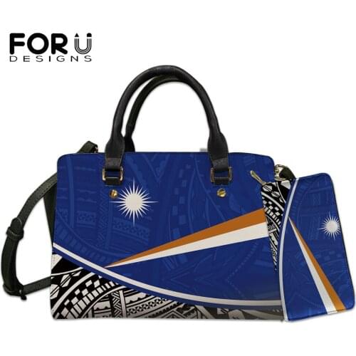 FORUDESIGNS Elegant Women Totes Top-handle Bags Polynesia Tribe Design Large Leather Ladies Hand Bags for Women Purse Sac Main