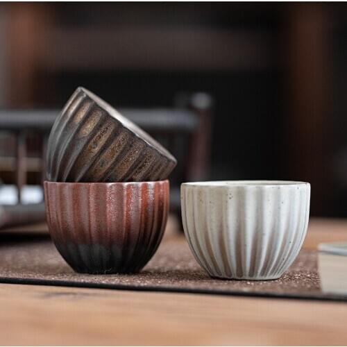 Coarse Pottery Small Cup Master Teacup Ceramic Kung Fu Tea Retro Ceramic Single Palm Size Cup 60ml