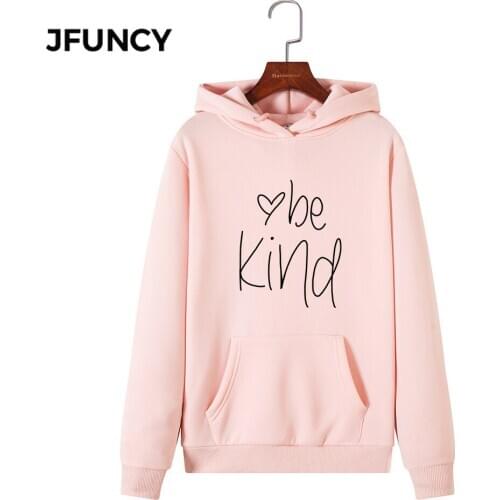 JFUNCY 2020 Autumn Woman Casual Sweatshirt Letter Print Women Hoodies S-2XL Oversized Long Sleeve Hooded Female Pullover