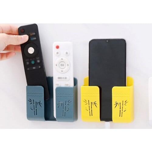 Punch-Free Phone Storage Box Wall Mounted Remote Controller Organizer Plastic Mobile Charging Holder Household Storage Rack Box