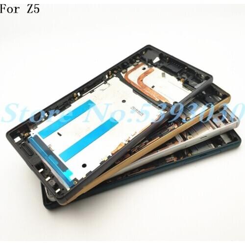 For Sony Xperia Z5 Dual E6653 E6603 E6633 E6683 Housing Middle Bezel Plate LCD Frame chassis with Power Button Dust Plug Cover