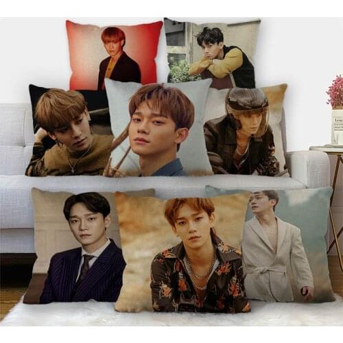 Nice Chen Exo Pillowcase Cotton Linen Fabric Square Zipper Pillowcase 45X45cm Wedding Decorative Pillow cover 11-17