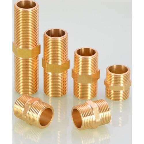 Copper Equal Diameter Double Outer External Thread 1/2" 3/4" BSP male Thread Brass Connector Adapter 30MM 40MM 50MM Length