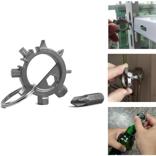 Multipurpose Screwdriver Stainless Steel Keychain Bottle Opener Nail Puller Screwdriver Camping Equipment EDC Outdoor Multi Tool