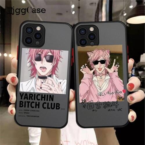 Yarichin bitch Club Anime phone Case For iPhone 11 12 Pro XS MAX XR X 7 8 6Plus SE 2021 Candy Soft Silicone Phone Cover Bag Case
