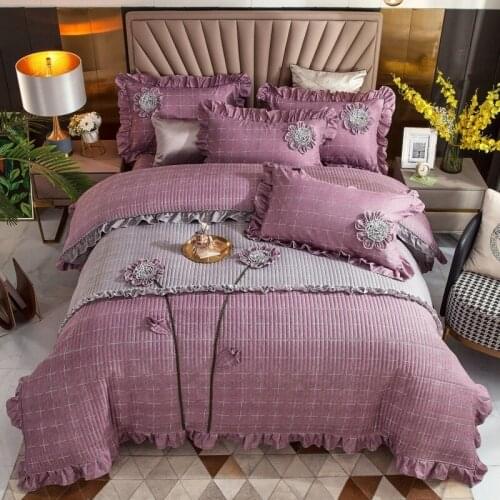 100% Cotton Soft Quilted Duvet Cover Set Zipper Close Flowers Bedspread Bed Cover Full Queen 4pcs with 1Bed Sheet 2 Pillow shams