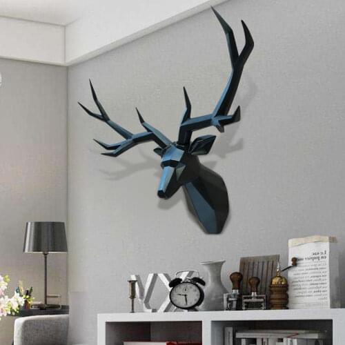 Super Big Home Decor Accessories 3D Deer Statue Animal Figurine Wall Decoration Sculpture 70x50cm Ornament Wedding Decorations