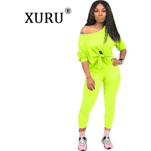 XURU autumn new womens jumpsuit two-piece European and American sexy strapless sleeves umbilical jumpsuit suit