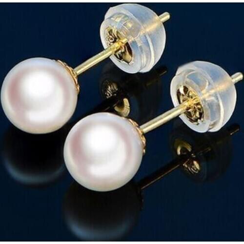 Charming 9-10mm round south sea white pearl earring 14k yellow gold