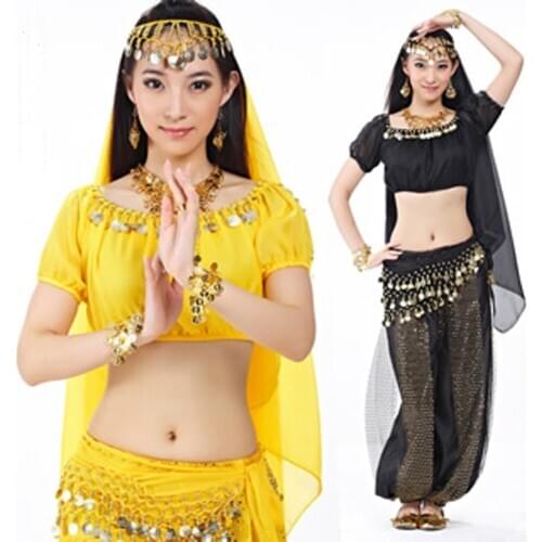 Wholesale nice bollywood belly dance costumes Sexy indian dancing costumes 12 colors Top Bra+Pants