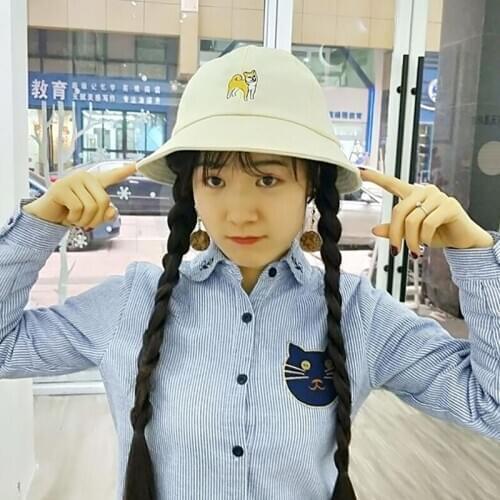 Summer Beach Bucket Hat Solid Color Sun Hats Embroidered Fisherman Hat Casual Fashion Visor Cap Women Backet Caps