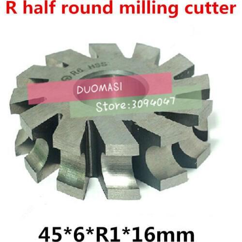 R1.0 45*6*R1.0*16mm Inner hole HSS Concave Radius Milling Cutters R half round milling cutter Free shipping